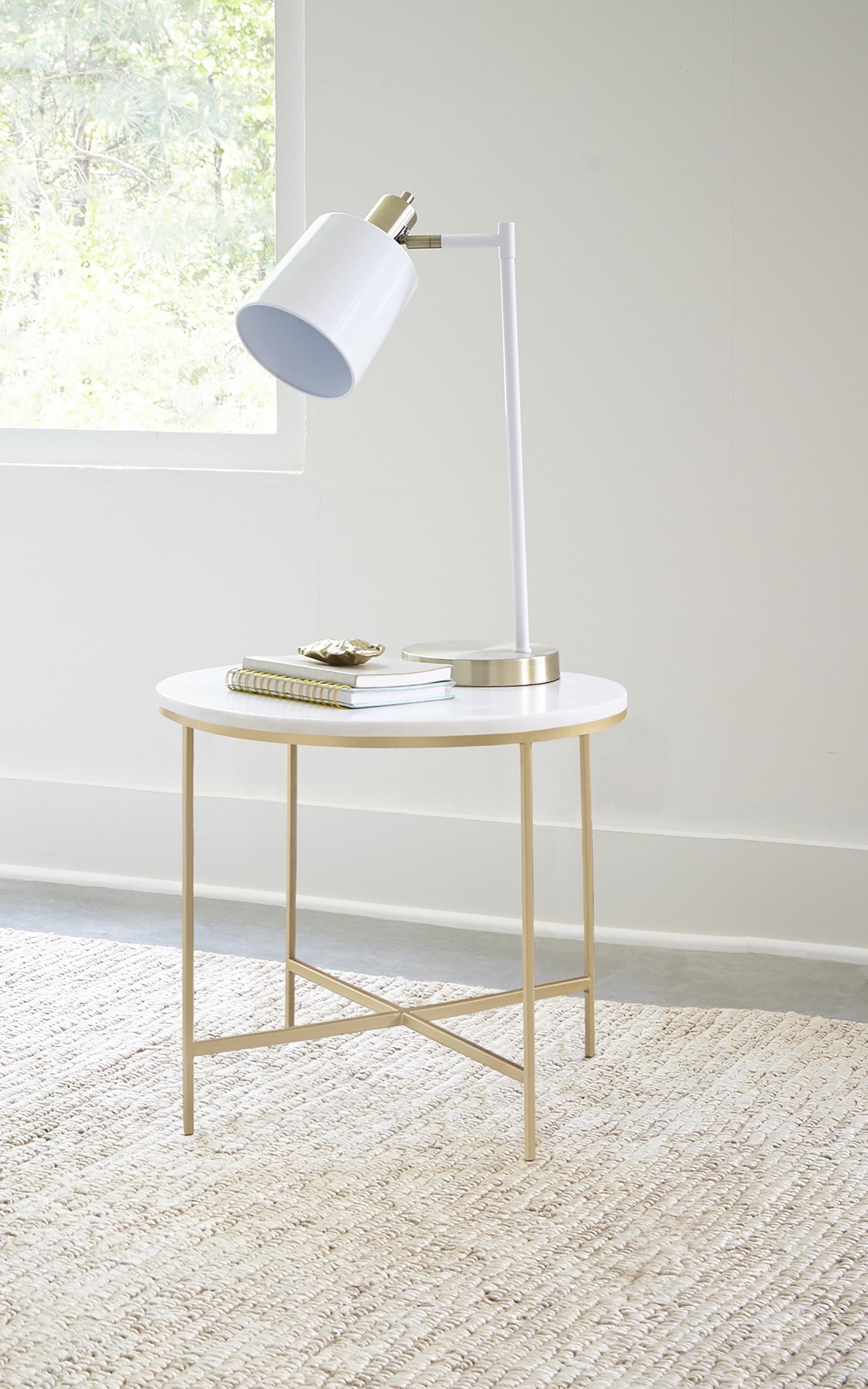 Coaster Round Marble Top End Table with X-Cross Base in White