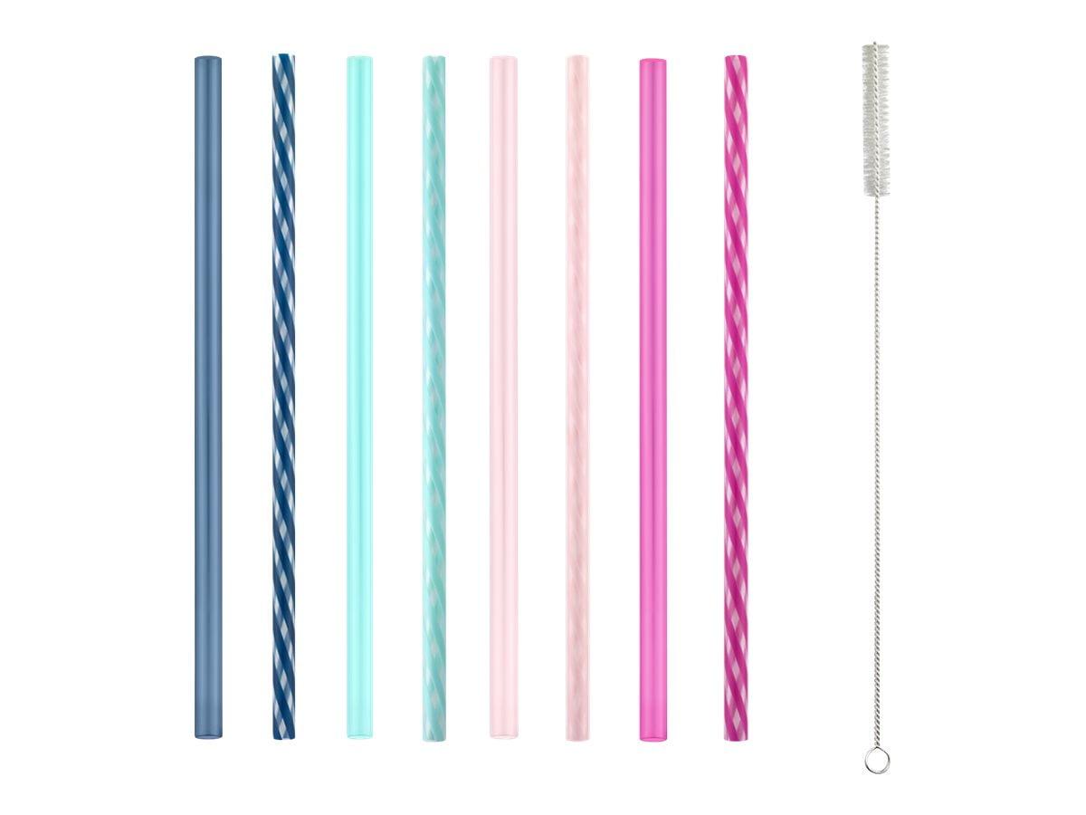 Ello Multi-Color BPA-Free Plastic Reusable Straw Set with Cleaning Brush