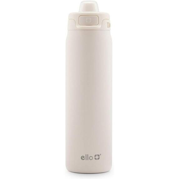 Ello Pop & Fill Stainless Steel Water Bottle with Quick Fill Technology, Double Walled Vacuum Insulated Metal, Leak Proof Locking Lid, Sip & Chug, BPA Free, Holiday Gift, 22oz, Cream