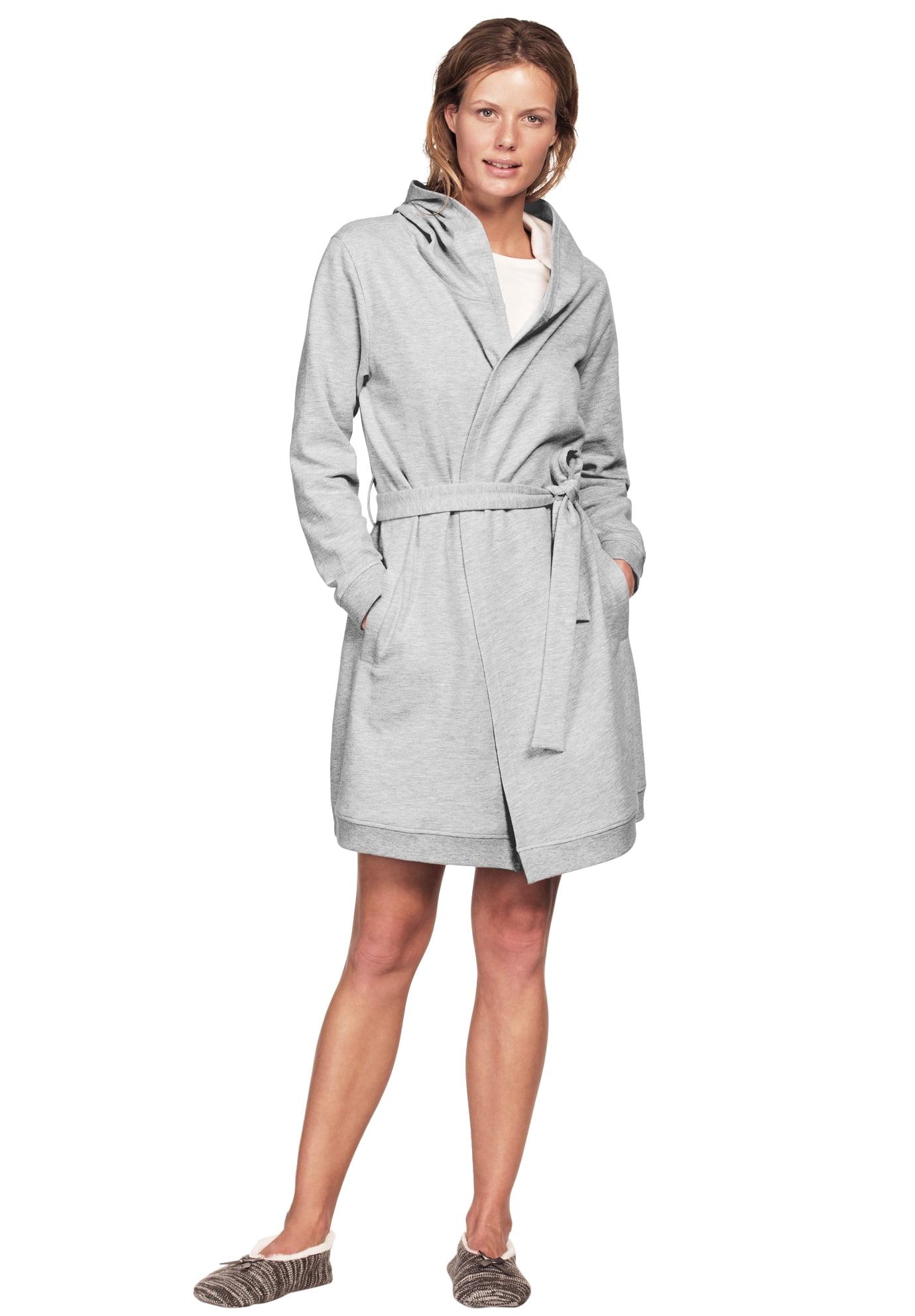 ellos Plus Size Hooded Fleece Robe - 1X, Heather Grey