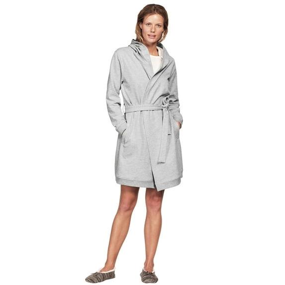 ellos Plus Size Hooded Fleece Robe - 1X, Heather Grey