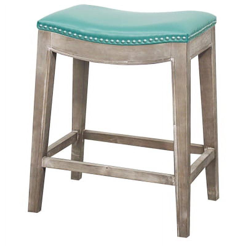 Elmo Bonded Leather Counter Stool Mystique Gray Frame, Turquoise