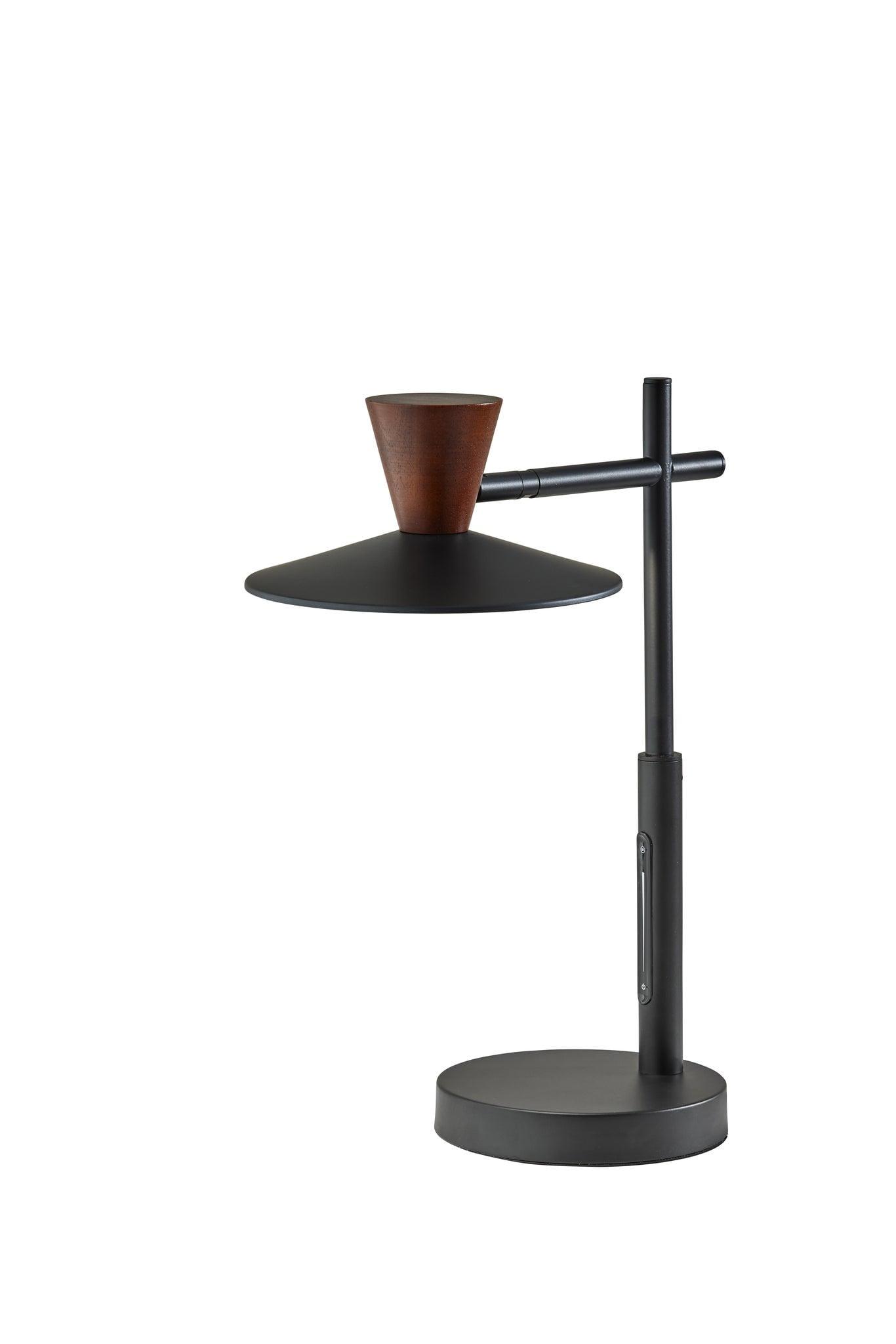 Adjustable Black and Walnut LED Desk Lamp with Smart Switch