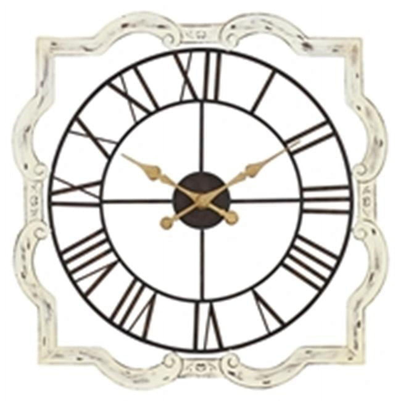 Eloise Oversized Distressed Off-White Iron Wall Clock