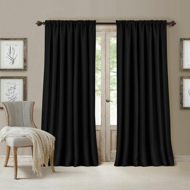 All Seasons Single Blackout Window Curtain Panel - 52" x 95" - Black - Elrene Home Fashions