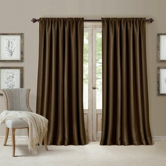 All Seasons Single Blackout Window Curtain Panel - 52" x 95" - Chocolate - Elrene Home Fashions