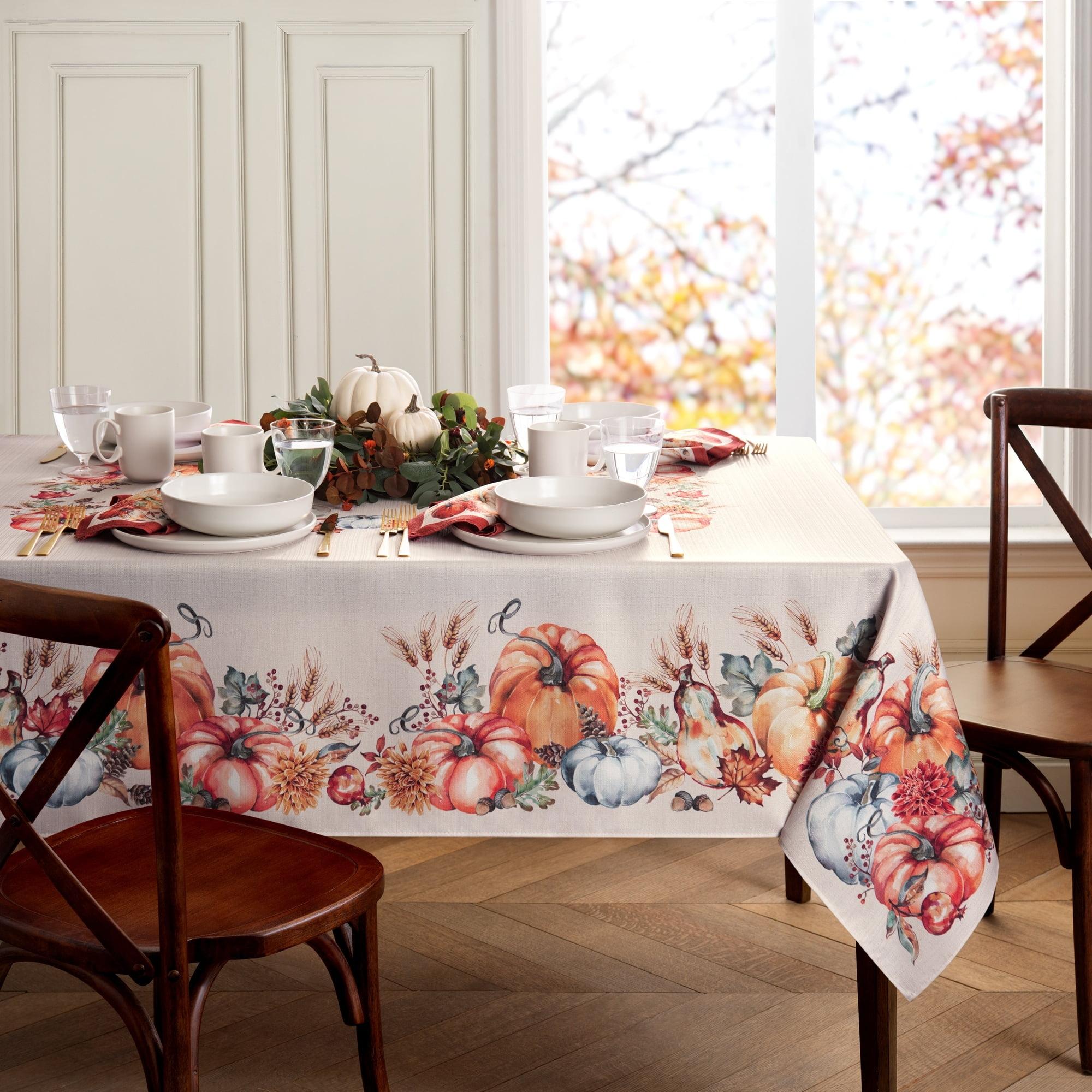 Botanical Harvest Pumpkin Graphic Rectangular Tablecloth 52x70