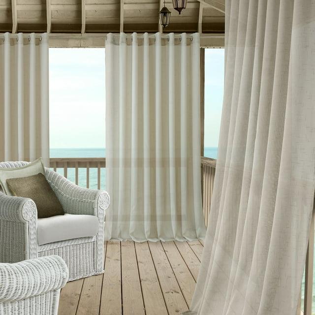 Carmen Sheer Extra Wide Indoor/Outdoor Single Window Curtain for Patio, Porch, Cabana - 114x84 - Natural - Elrene Home Fashions