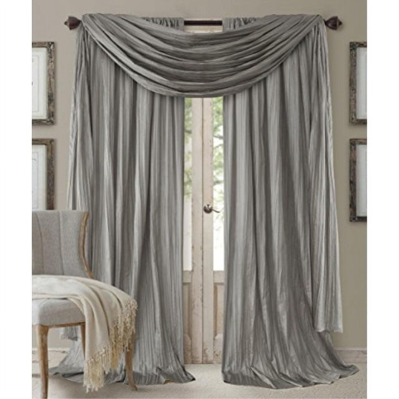Athena Faux Silk Window Curtain and Scarf Set - 52" x 84" - Sterling Gray - Elrene Home Fashions