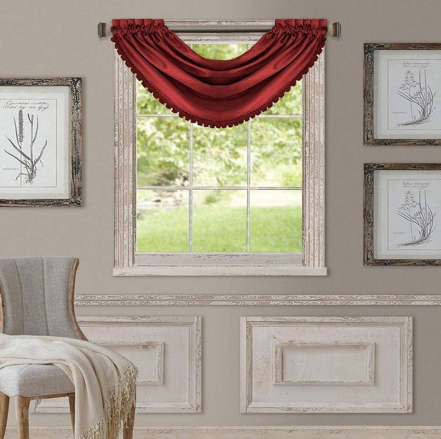 All Seasons Single Waterfall Window Valance - 52" x 36" - Rouge Red - Elrene Home Fashions