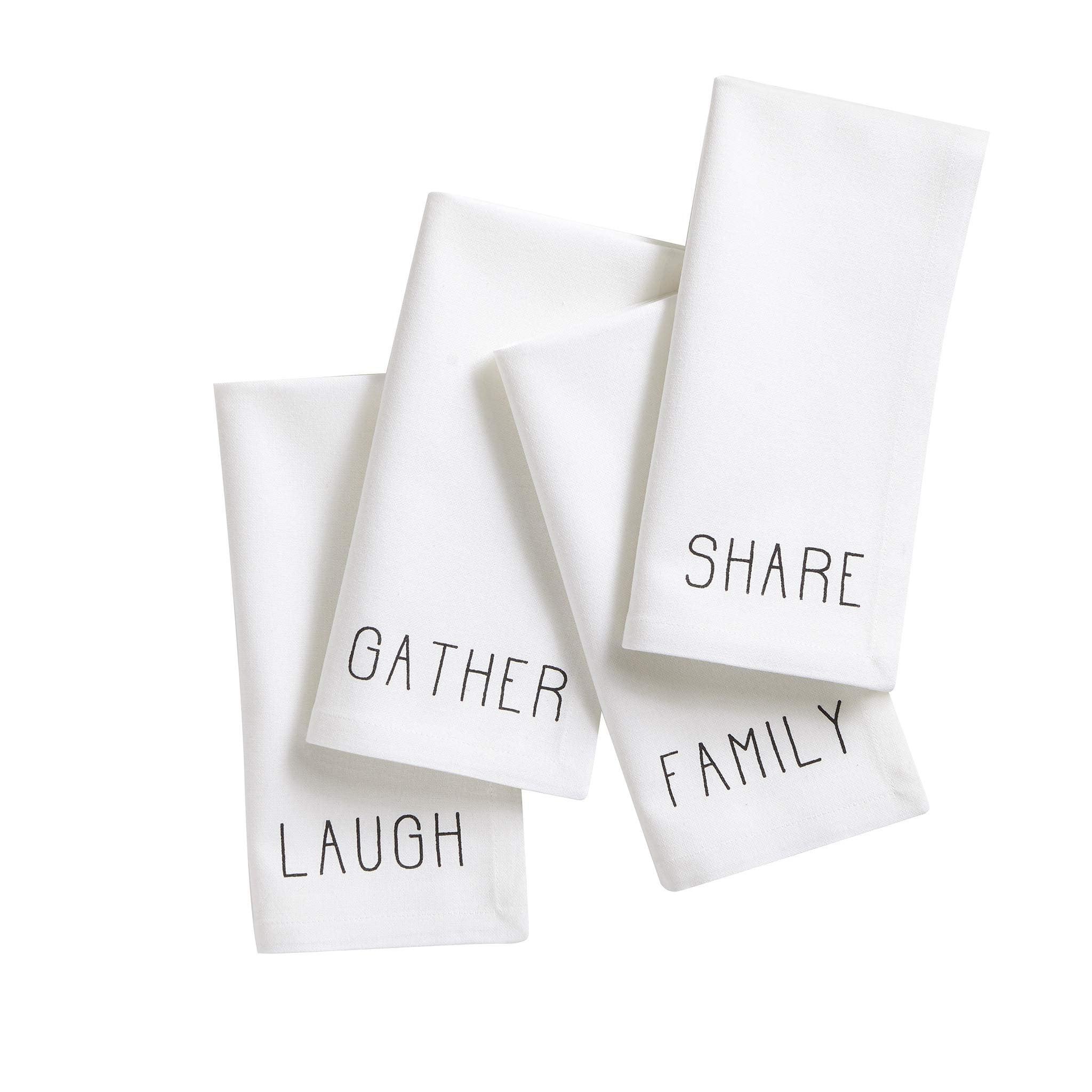 Farmhouse Sentiments White Cotton Napkins Set of 4