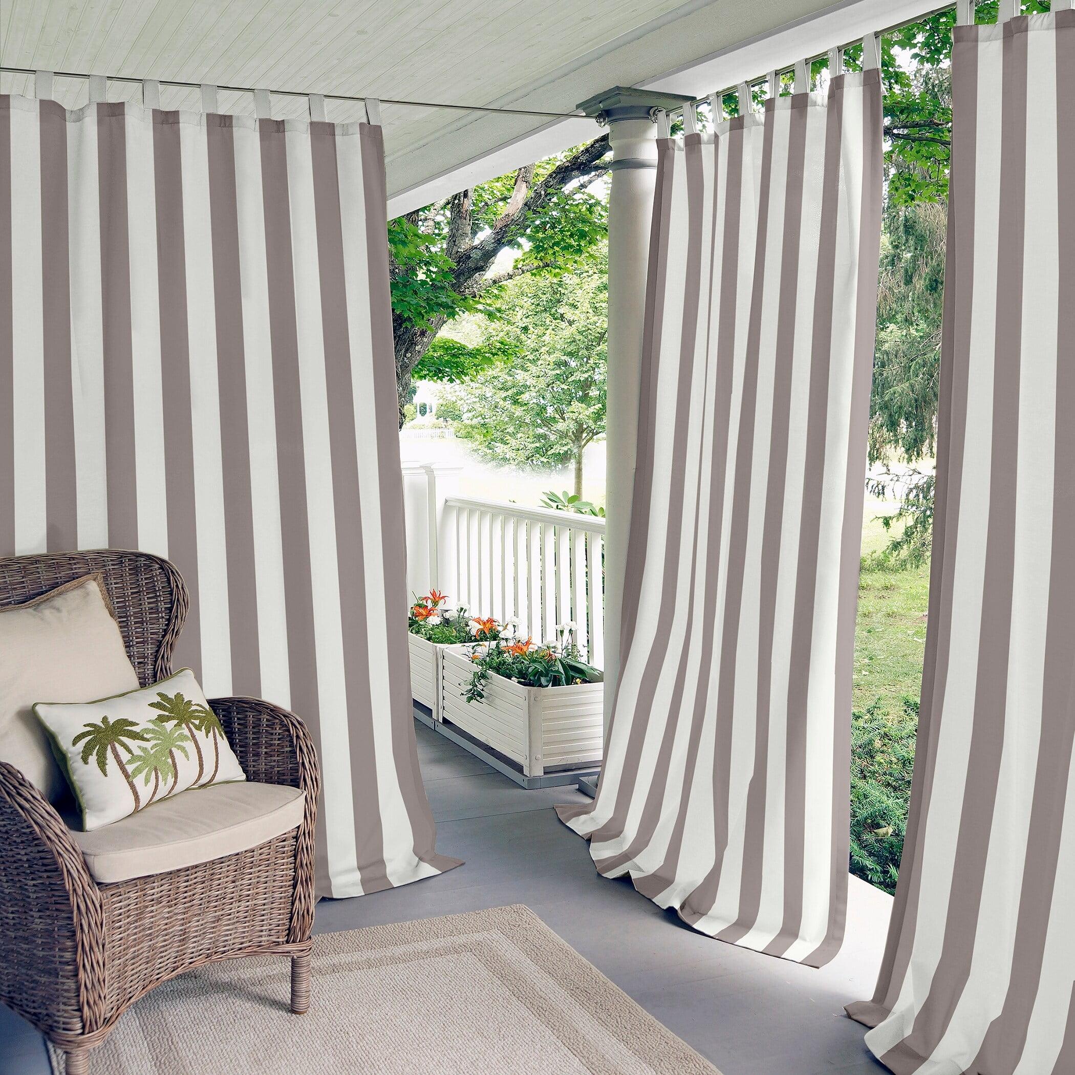 Elrene Highland Stripe Indoor/Outdoor Single Window Curtain for  Patio, Pergola, Porch, Cabana, Deck, Lanai - Elrene Home Fashions