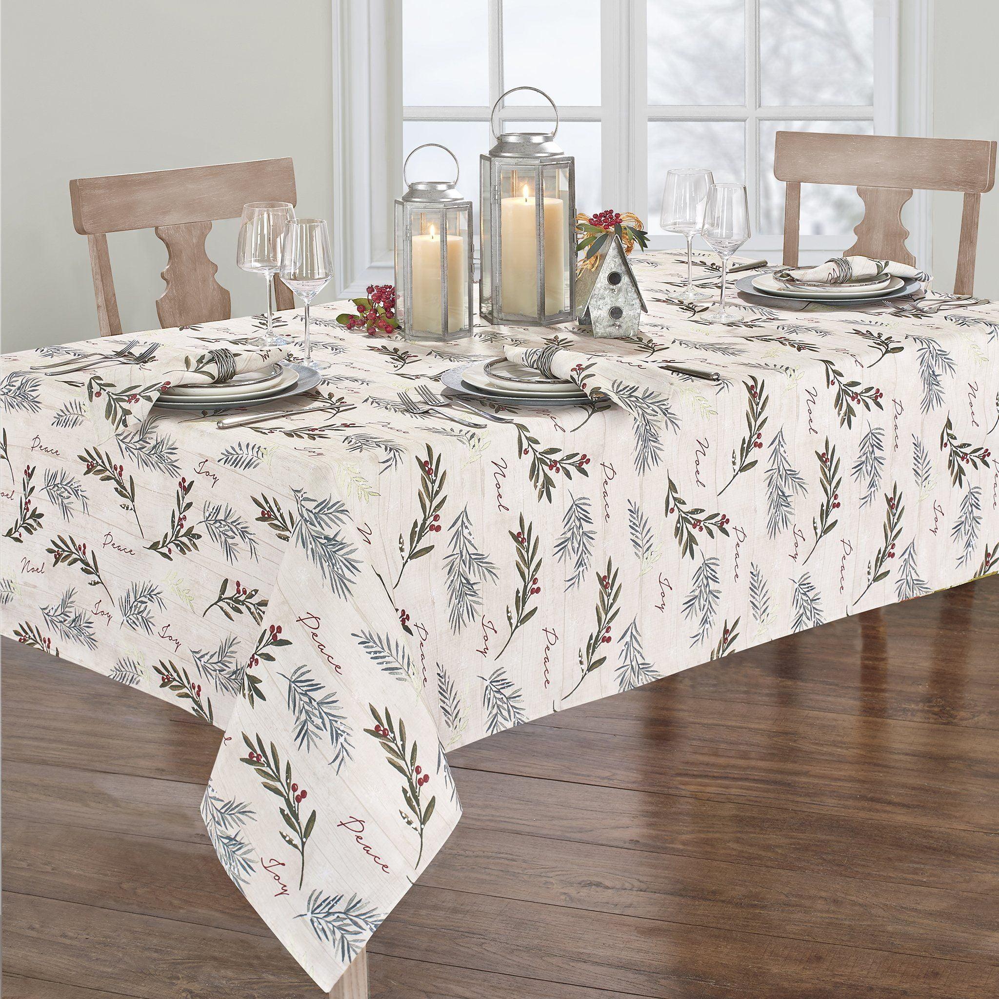 Holiday Floral Print Christmas Tablecloth, 60" x 102", Multi-Color