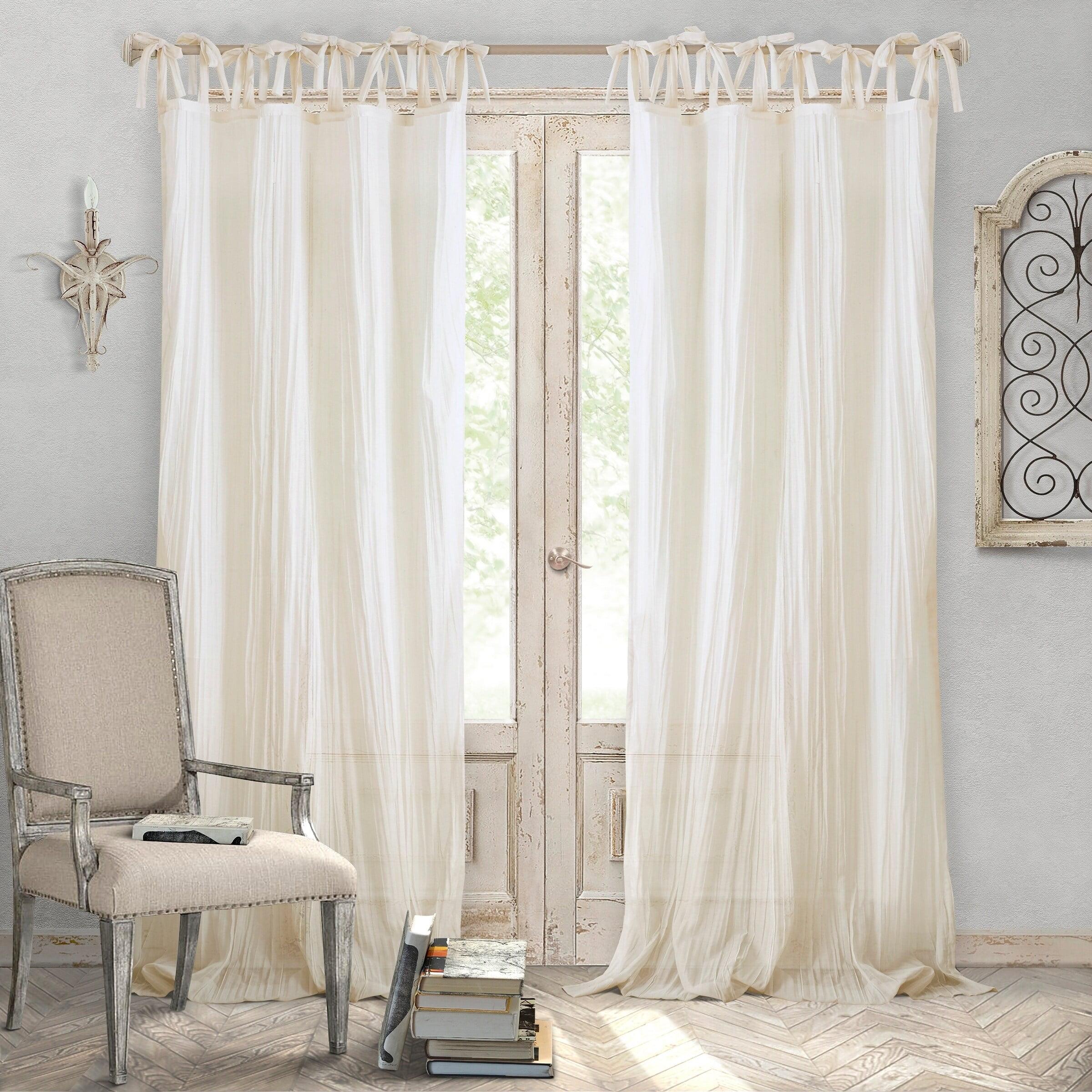 Elrene Jolie Semi-Sheer Tie Top Single Window Curtain Panel - Elrene Home Fashions