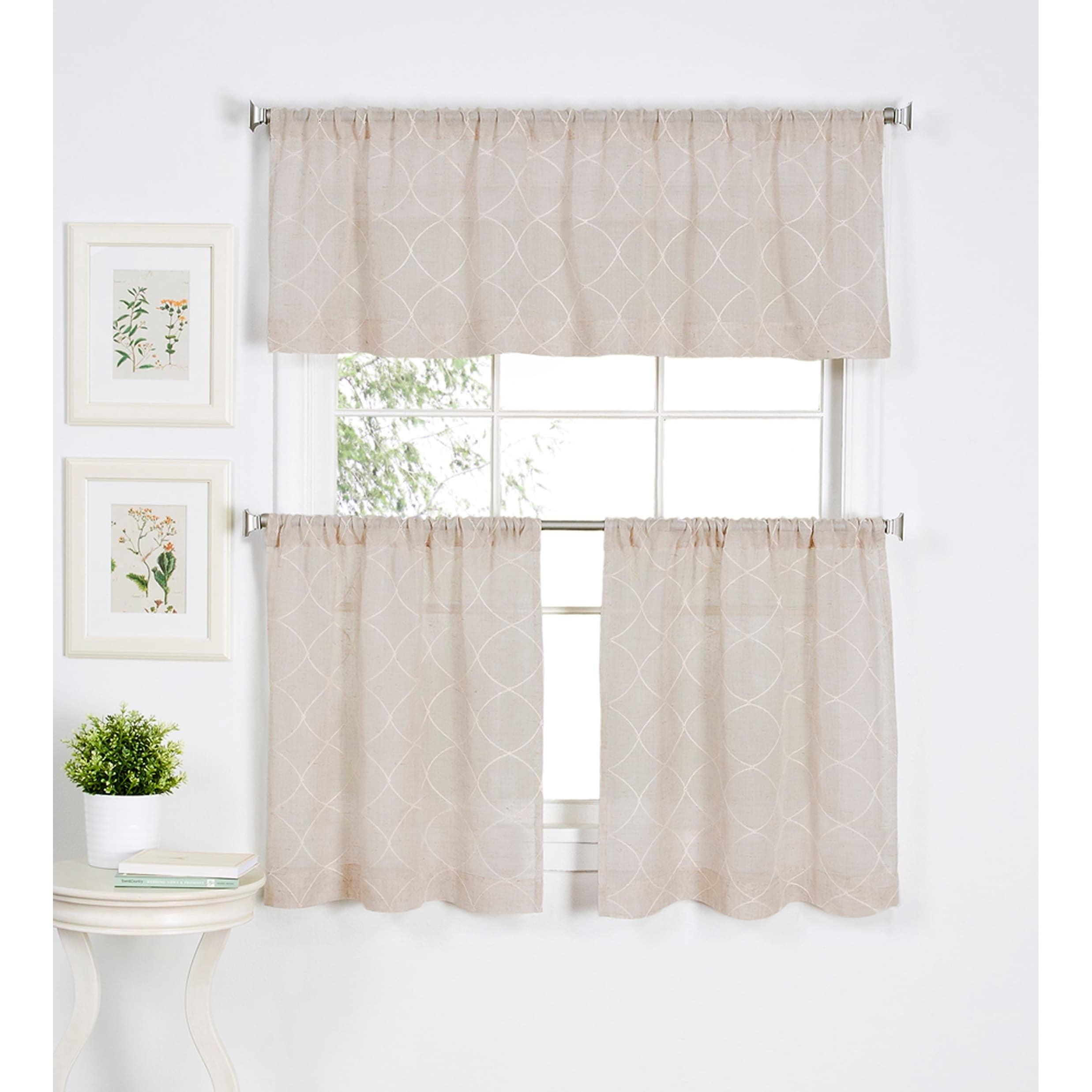 Ivory Linen Blend Rod Pocket Kitchen Tier Curtains