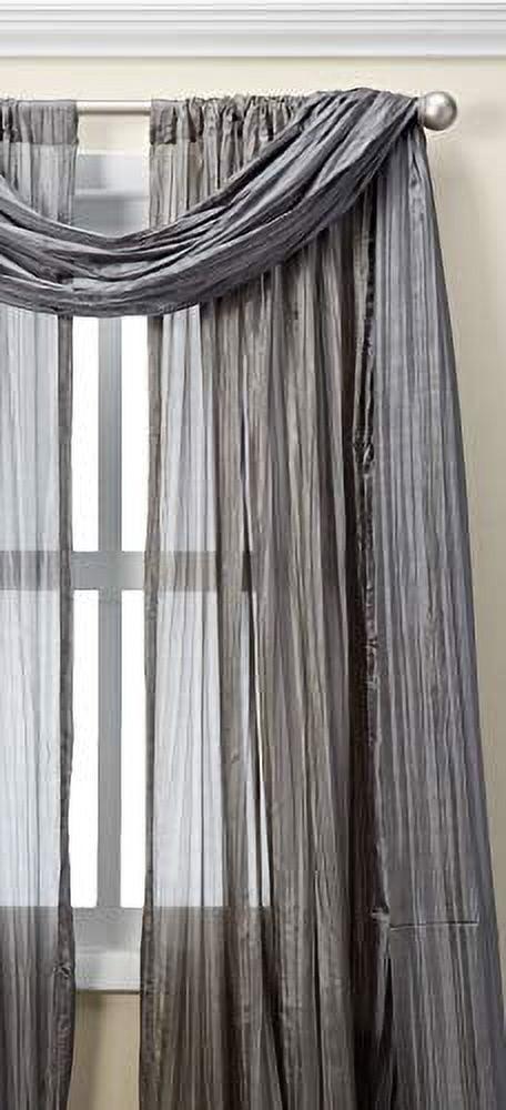 Athena Faux Silk Window Curtain and Scarf Set - 52" x 108" - Sterling Gray - Elrene Home Fashions