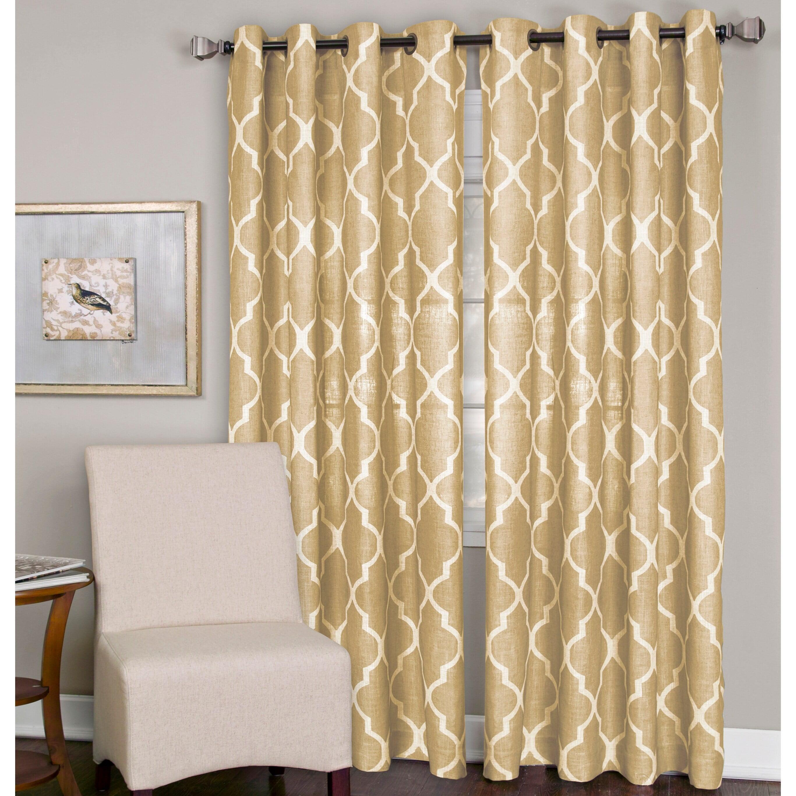 Toasted Wheat Geometric Room-Darkening Grommet Curtain Panel