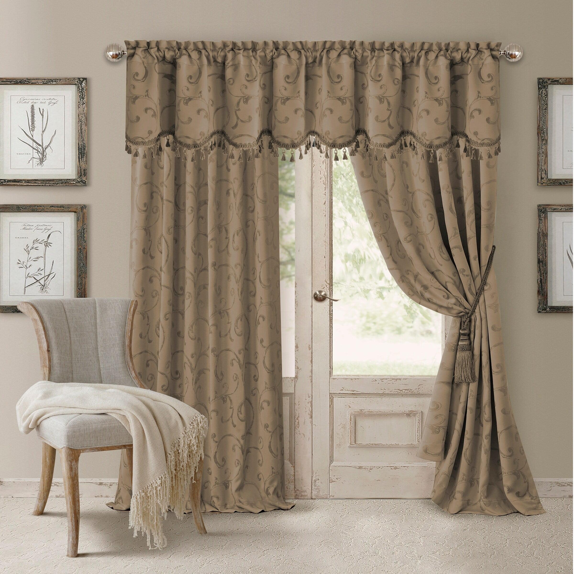 Mia Jacquard Scroll Blackout Window Curtain Panel - Elrene Home Fashions