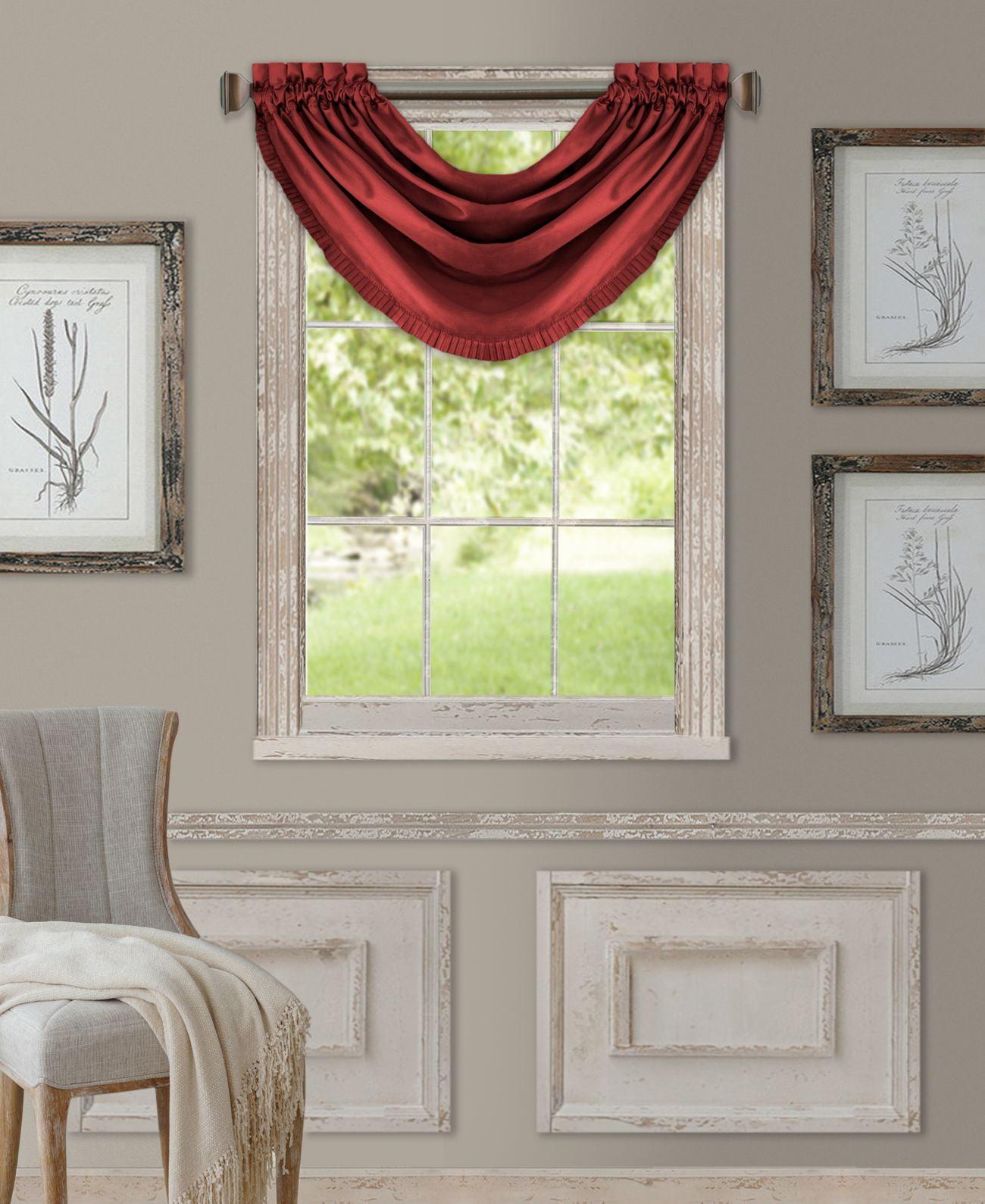 Red Faux Silk Waterfall Window Valance 52" x 36"