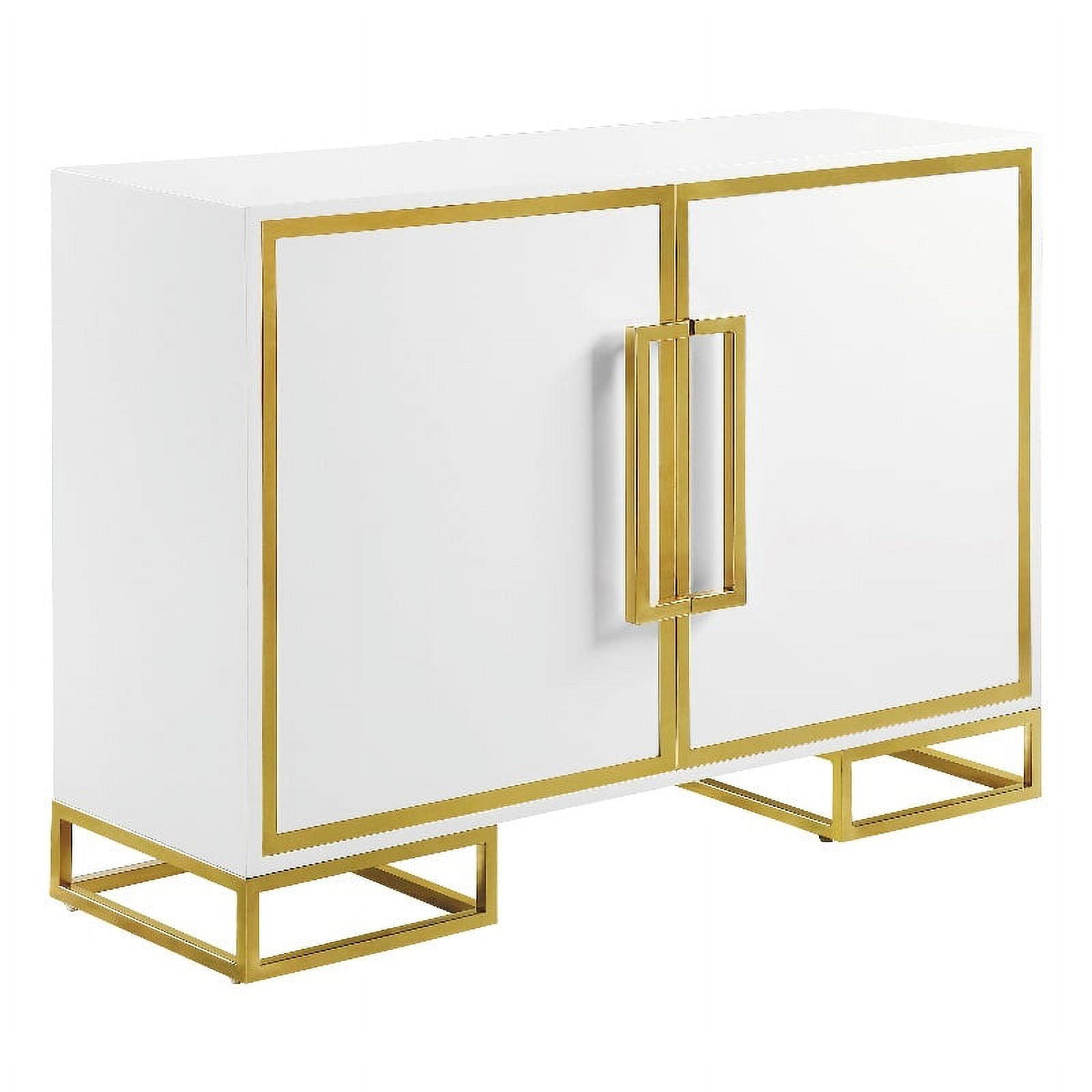 Elsa White and Gold 2-Door Accent Cabinet with Adjustable Shelves