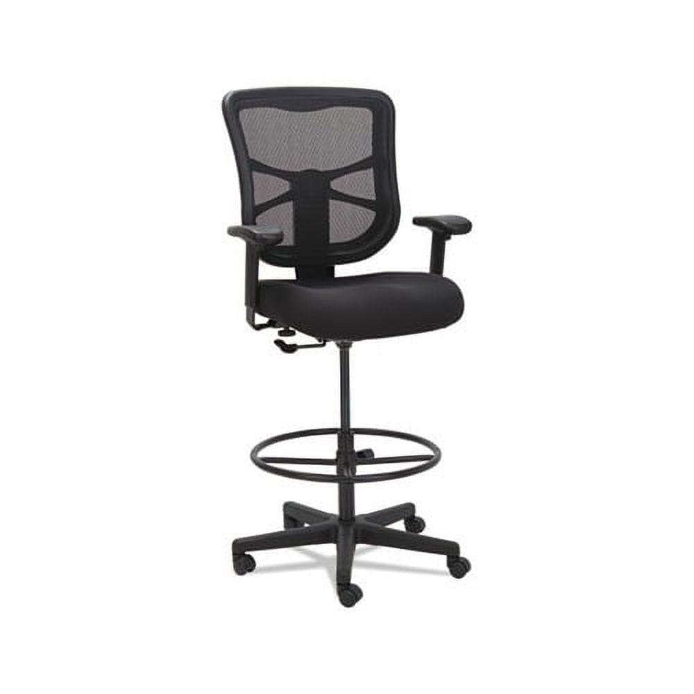 ErgoFlex Black Mesh Drafting Stool with Adjustable Arms