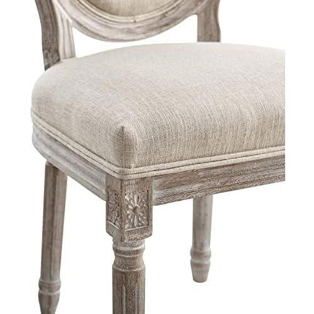 Emanate Vintage French Beige Upholstered Wood Side Chair