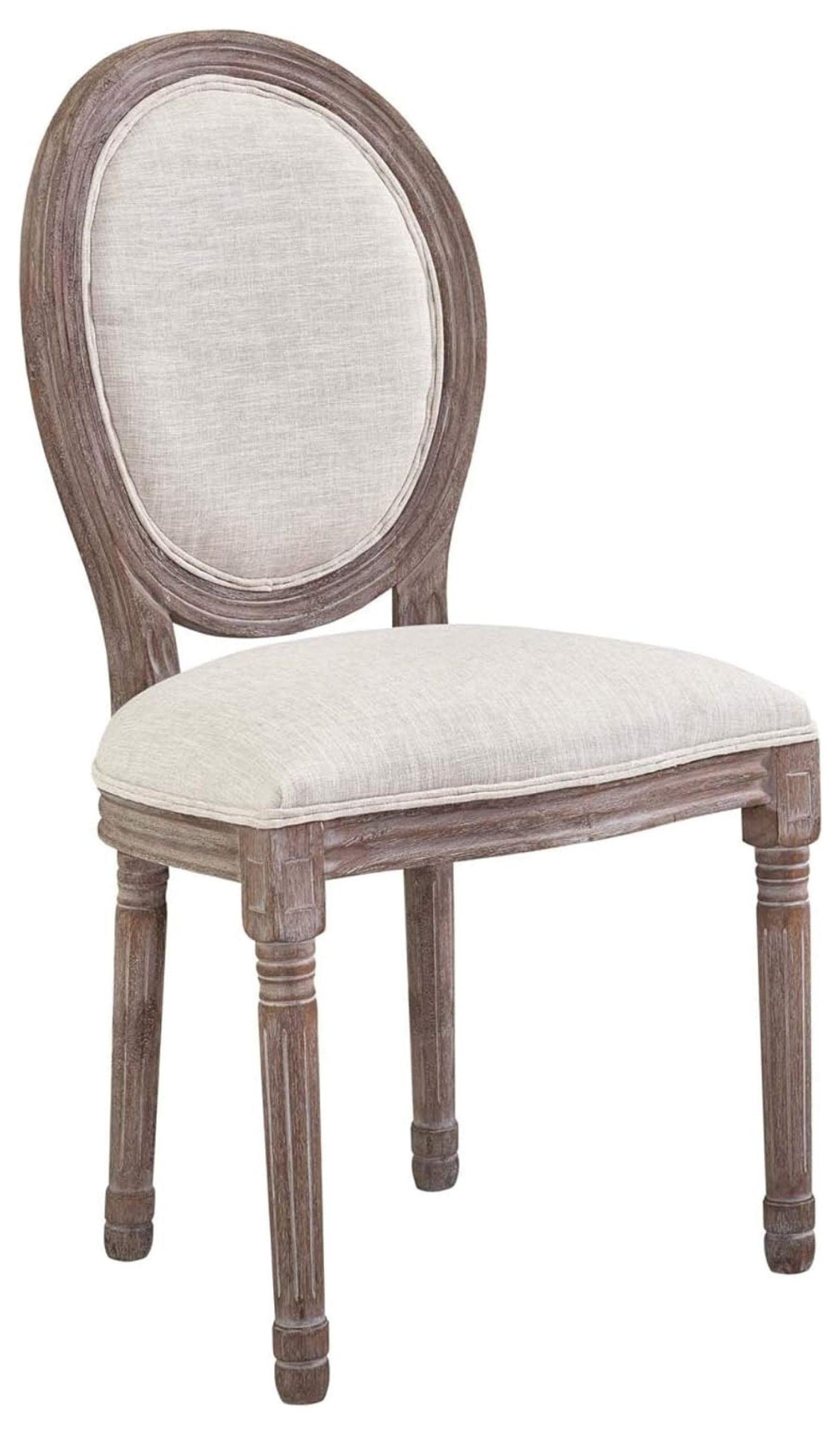 Emanate Vintage French Beige Upholstered Wood Side Chair