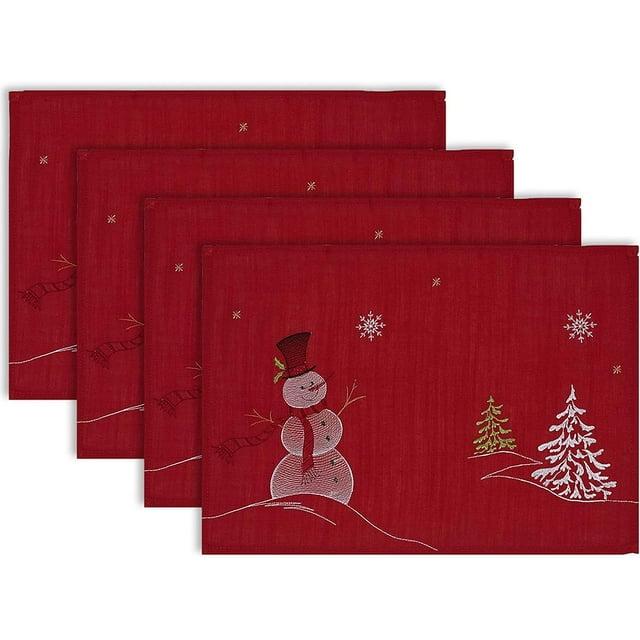 Embroidered Snowman Placemat Set of 4