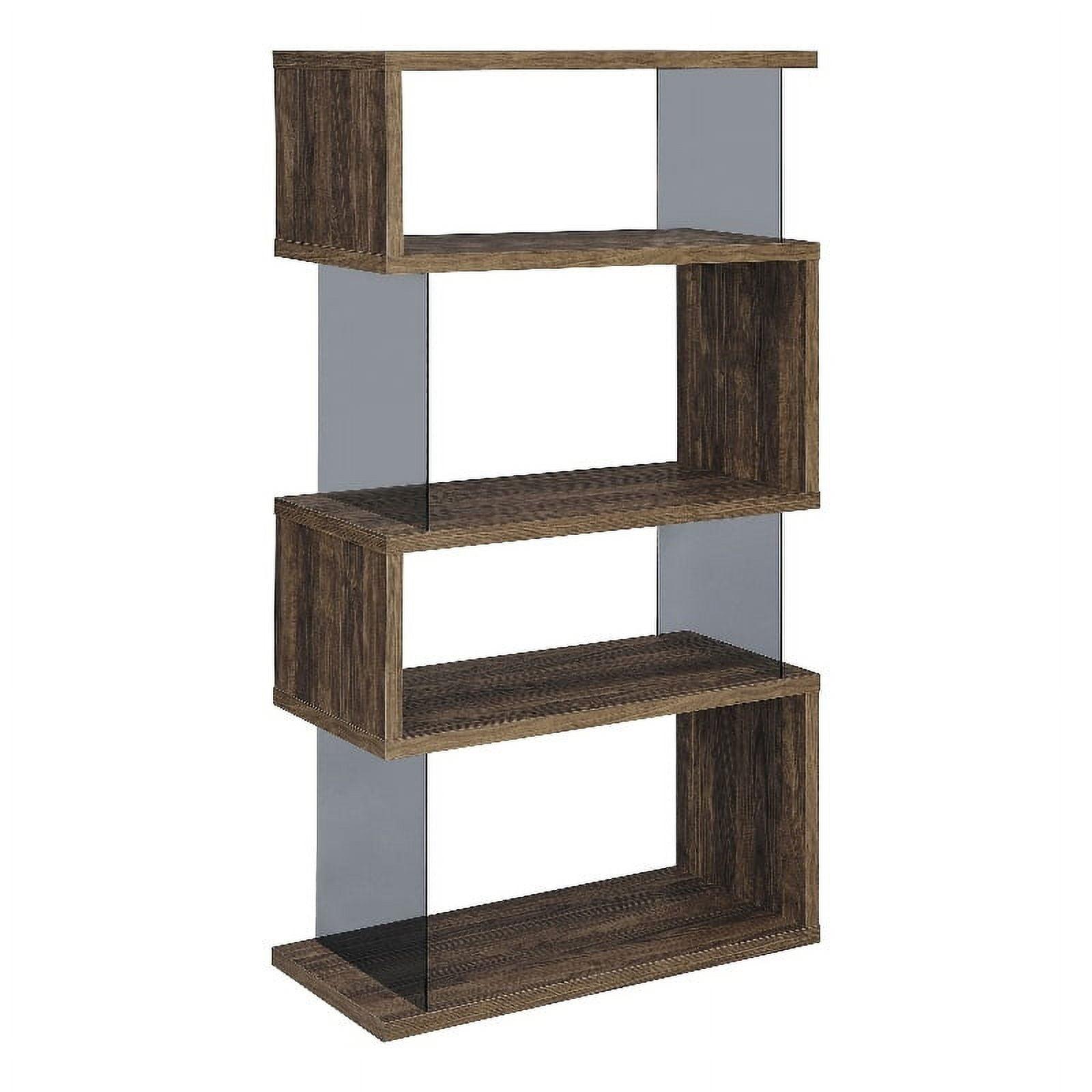 63" Emelle 4 Shelf Zig Zag Bookcase with Glass Panels - Coaster