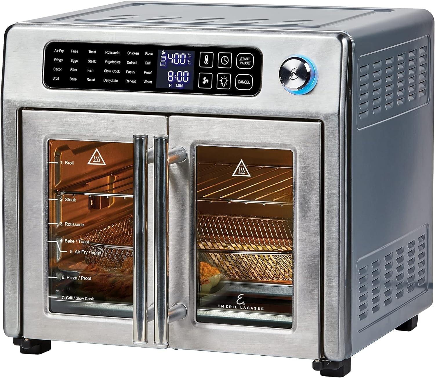 Emeril Lagasse Extra Large French Door Air Fryer Toaster Oven Combo, 25 Cooking Functions and Digital Controls, 7 Accessories Included, Stainless Steel Finish, 26QT Capacity & Reviews | Wayfair