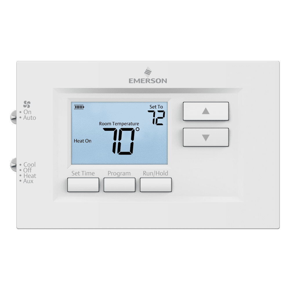 White Programmable Digital Heat Pump Thermostat with Mounting Hardware