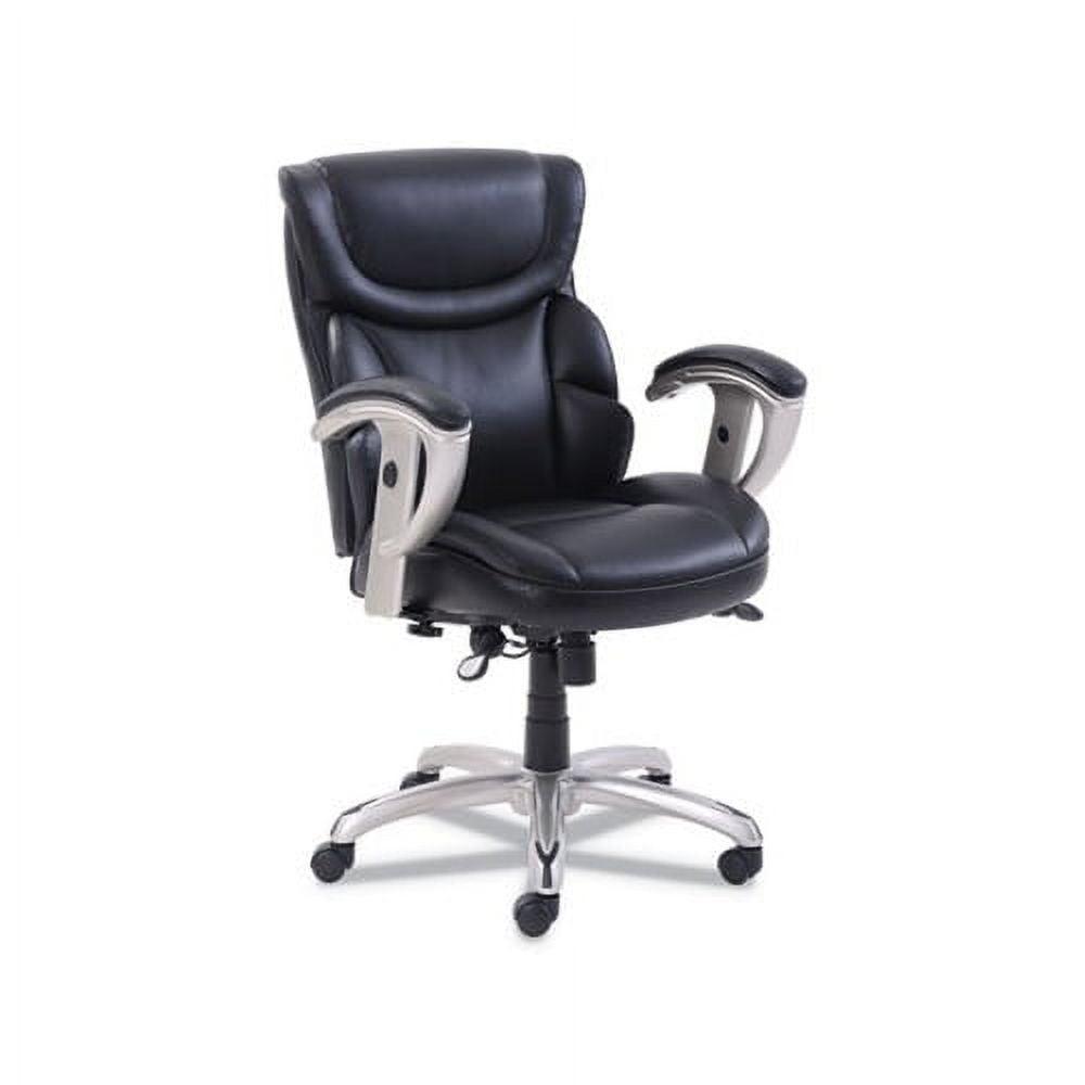 SertaPedic Emerson Task Chair, Supports Up to 300 lb, 18.75" to 21.75" Seat Height, Black Seat/Back, Silver Base