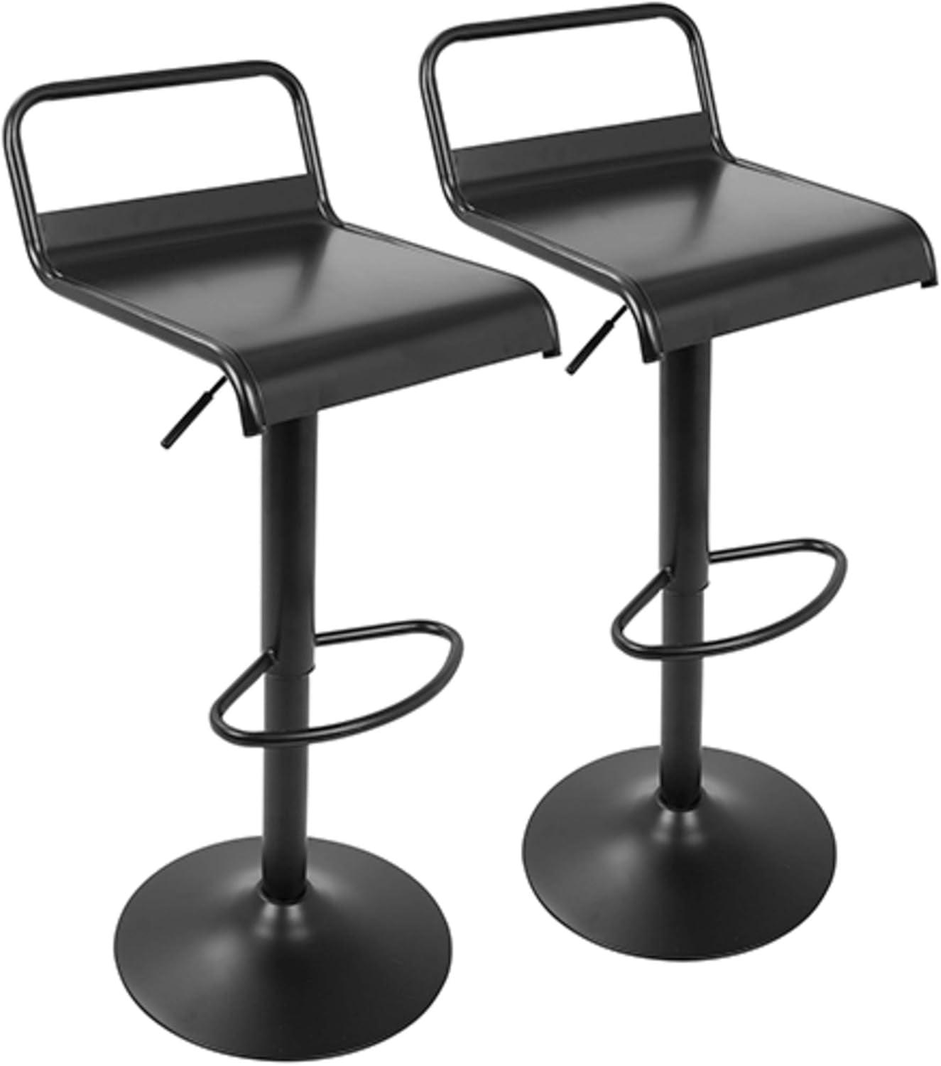 Emery Black Adjustable Metal Swivel Bar Stools, Set of 2