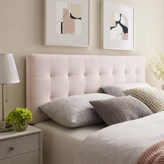 Queen Emily Biscuit Tufted Performance Velvet Headboard Pink - Modway: Adjustable Height, Plywood & Fiberboard Frame, Velvet Upholstery