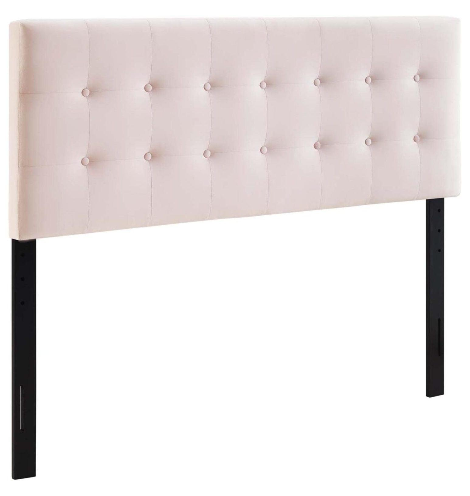 Queen Emily Biscuit Tufted Performance Velvet Headboard Pink - Modway: Adjustable Height, Plywood & Fiberboard Frame, Velvet Upholstery