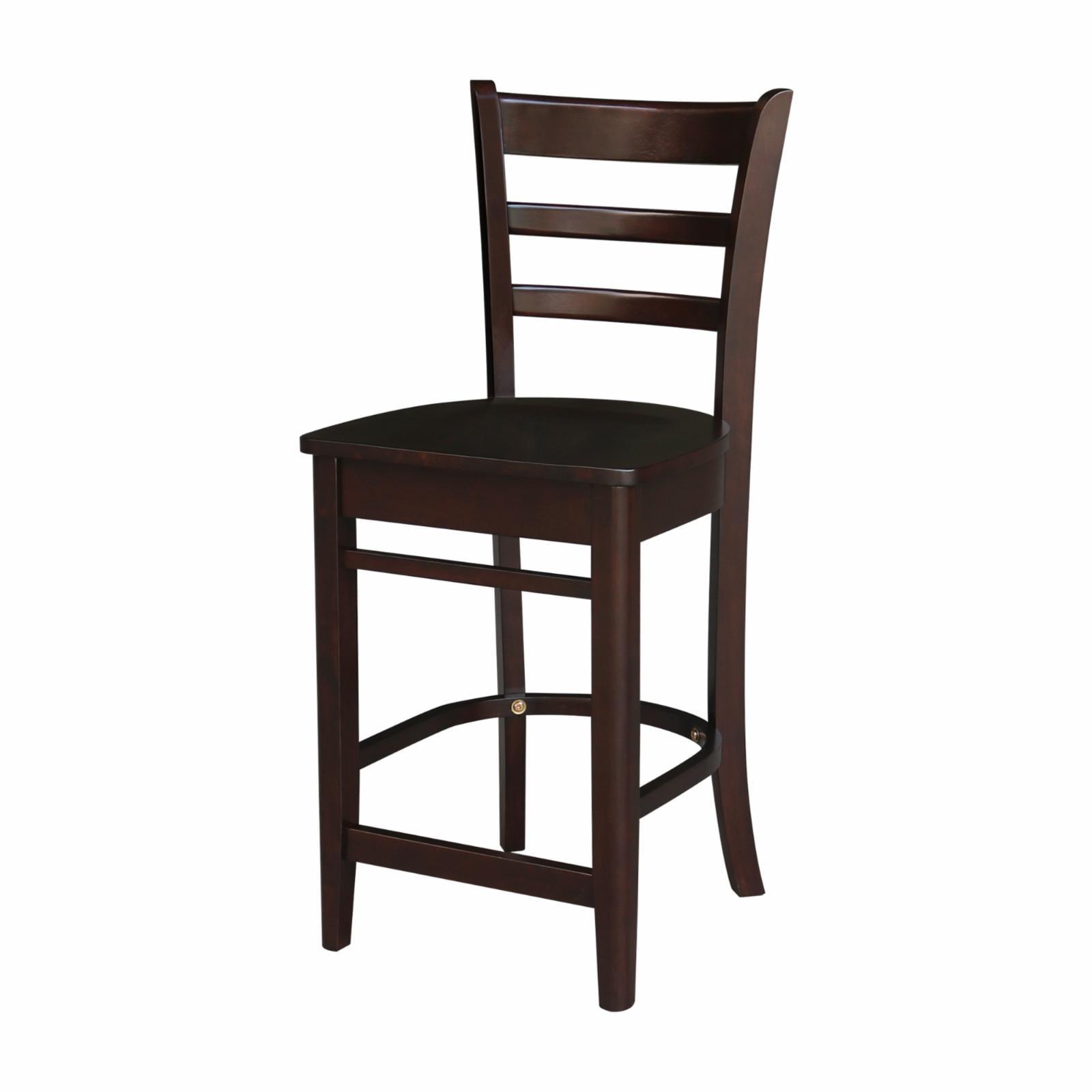 Emily Traditional Solid Parawood Counter Height Stool - 24" Mocha