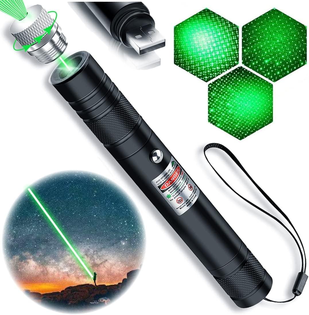 Green Long Range Rechargeable Laser Pointer Flashlight with Adjustable Focus