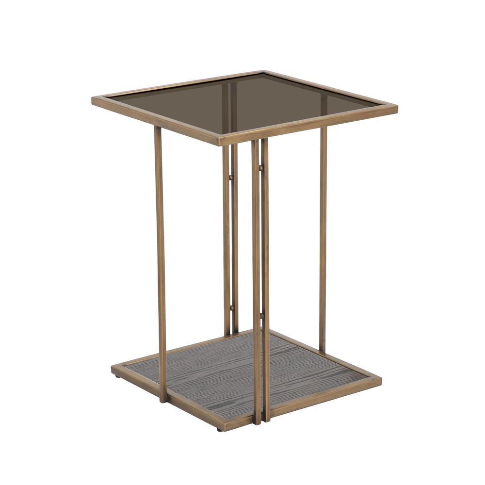 Emma Brown and Gold Glass Square Side Table