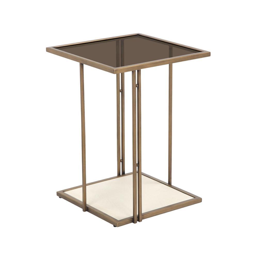 Emma Cream Brass and Glass Rectangular Side Table