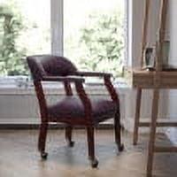 Elegant Burgundy LeatherSoft Conference Chair with Brass Accents