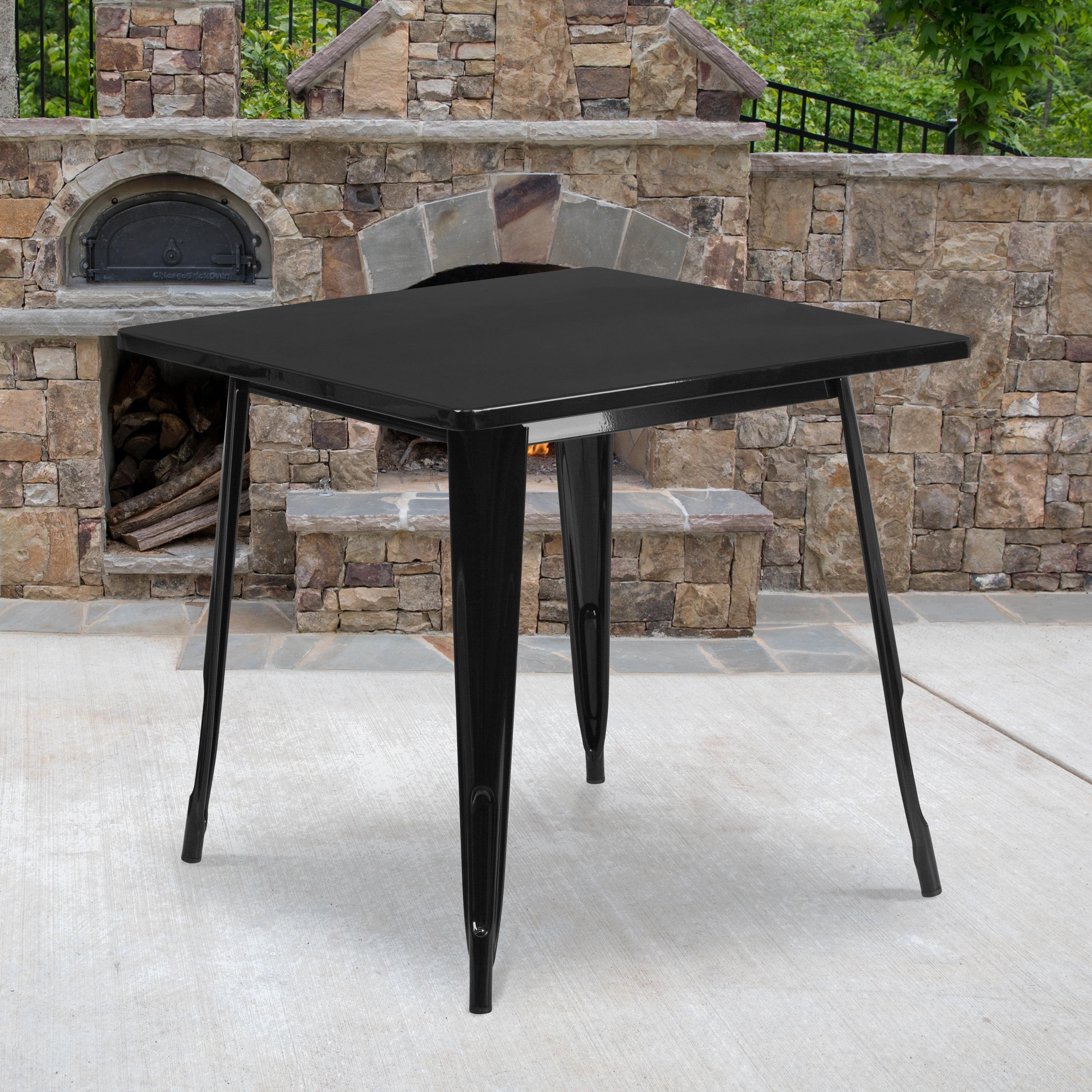 Emma Black Metal Square Indoor-Outdoor Dining Table