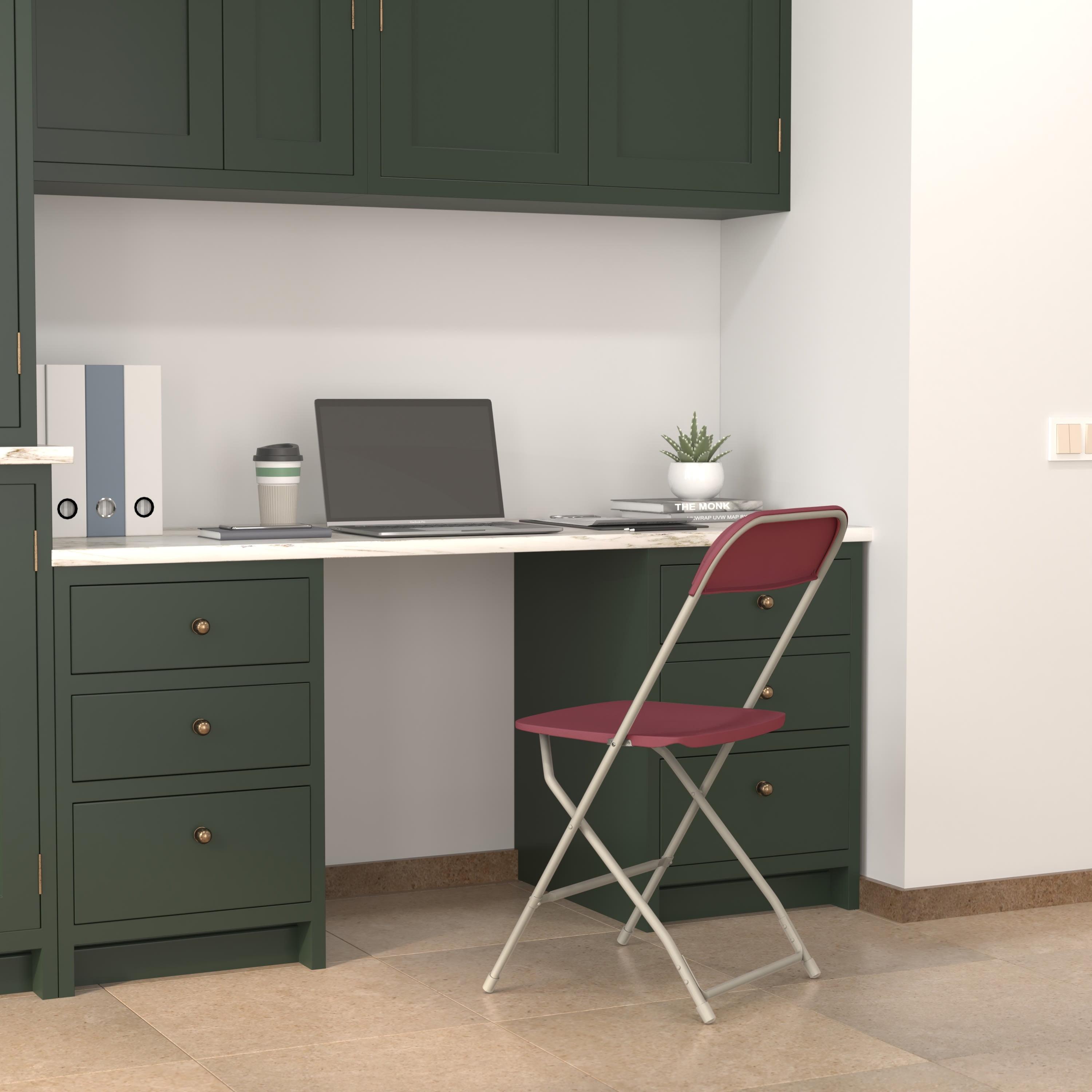 Emma and Oliver Folding Chair - Red Plastic - 4 Pack 650LB Weight Capacity - Event Chair