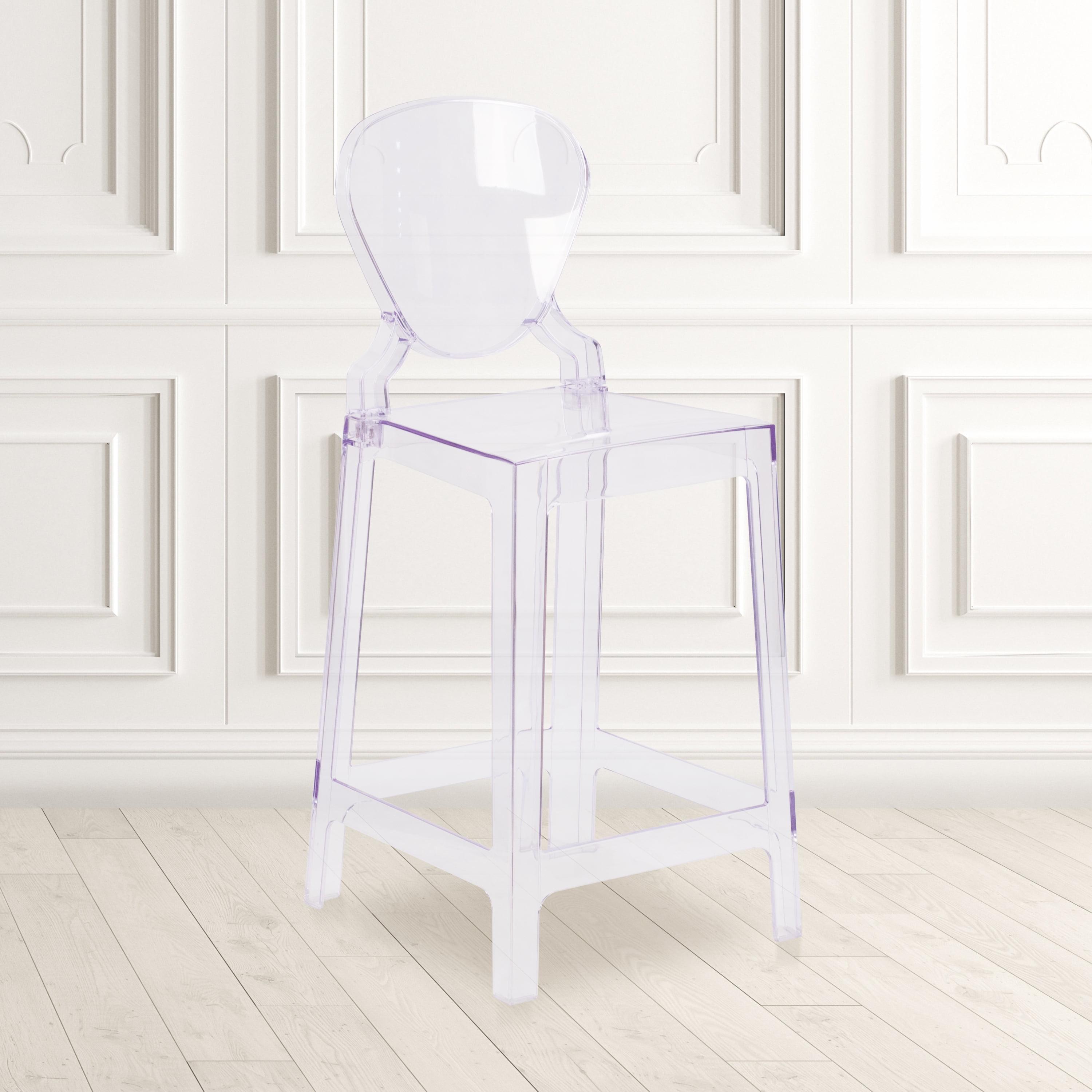 Emma and Oliver Ghost Counter Stool with Tear Back in Transparent Crystal