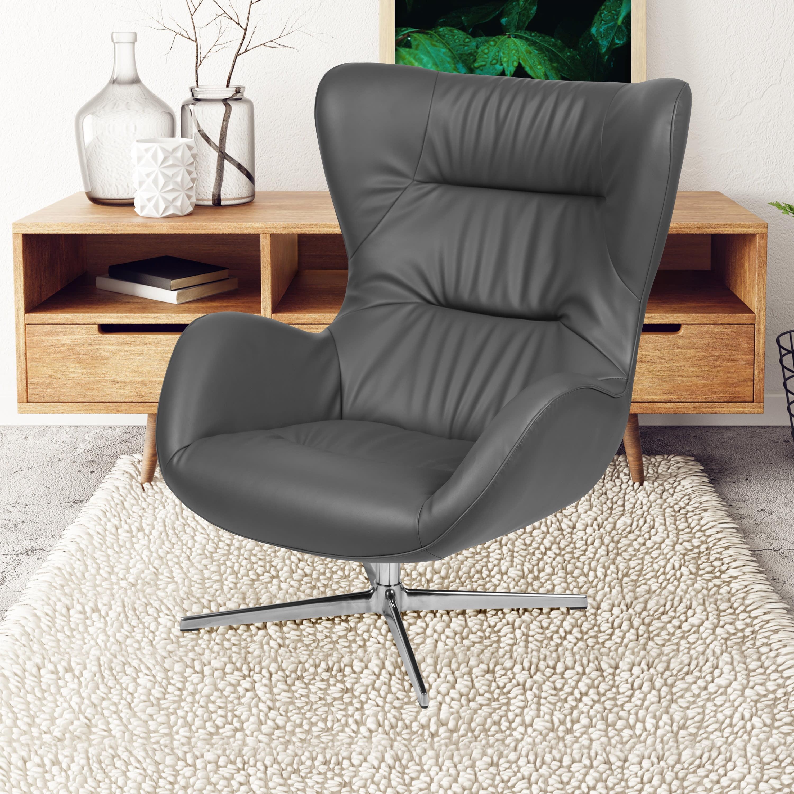 Emma and Oliver Home and Office Retro Swivel Wing Accent Chair