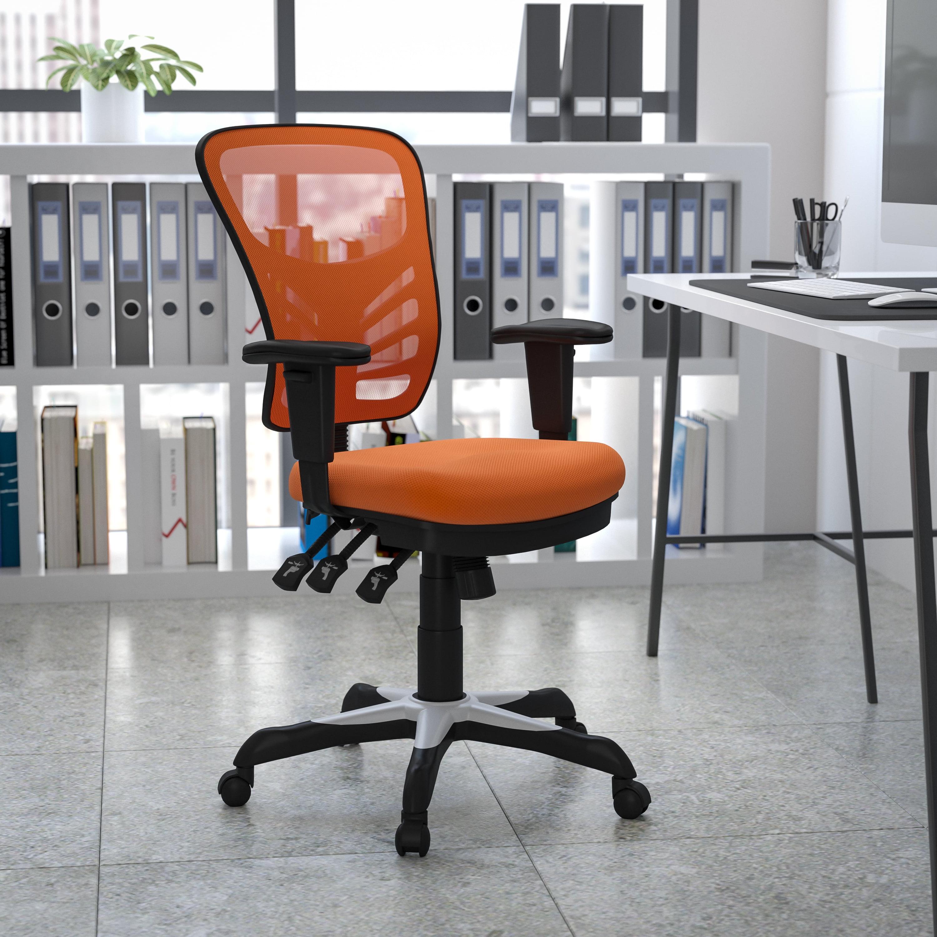 ErgoFlex Mid-Back Orange Mesh Swivel Office Chair with Adjustable Arms