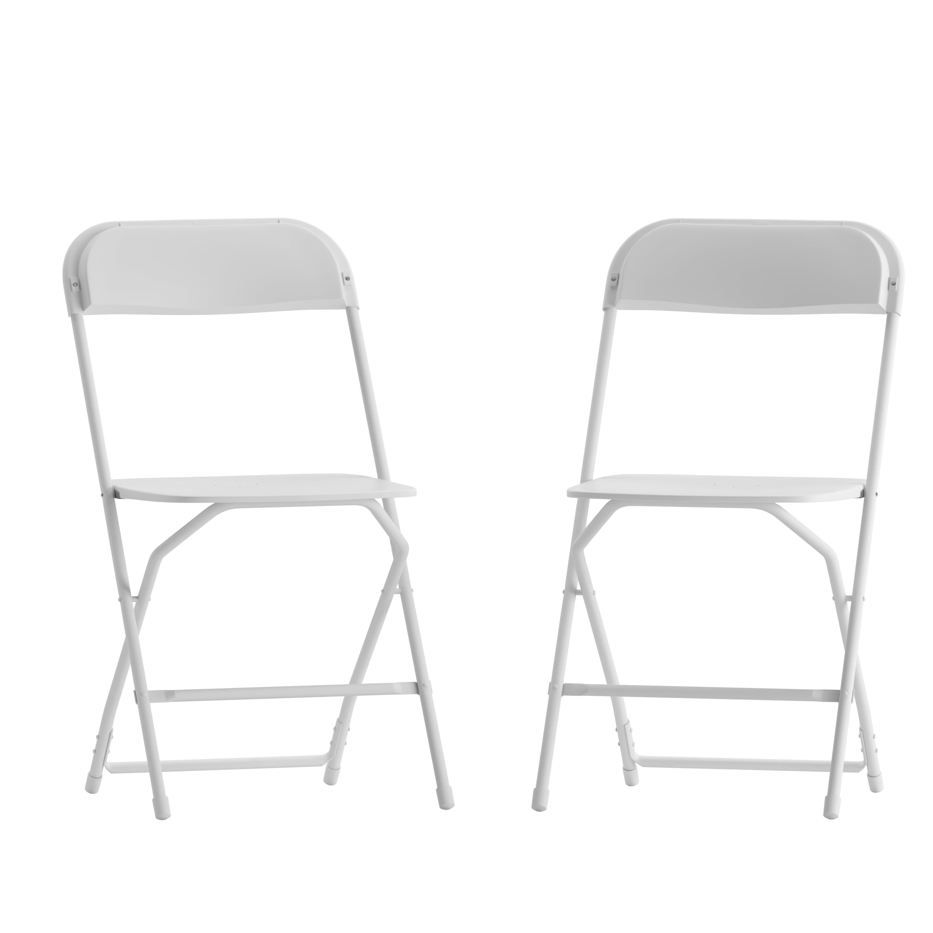 Emma and Oliver Set of 2 Stackable Folding Plastic Chairs - 650 LB Weight Capacity