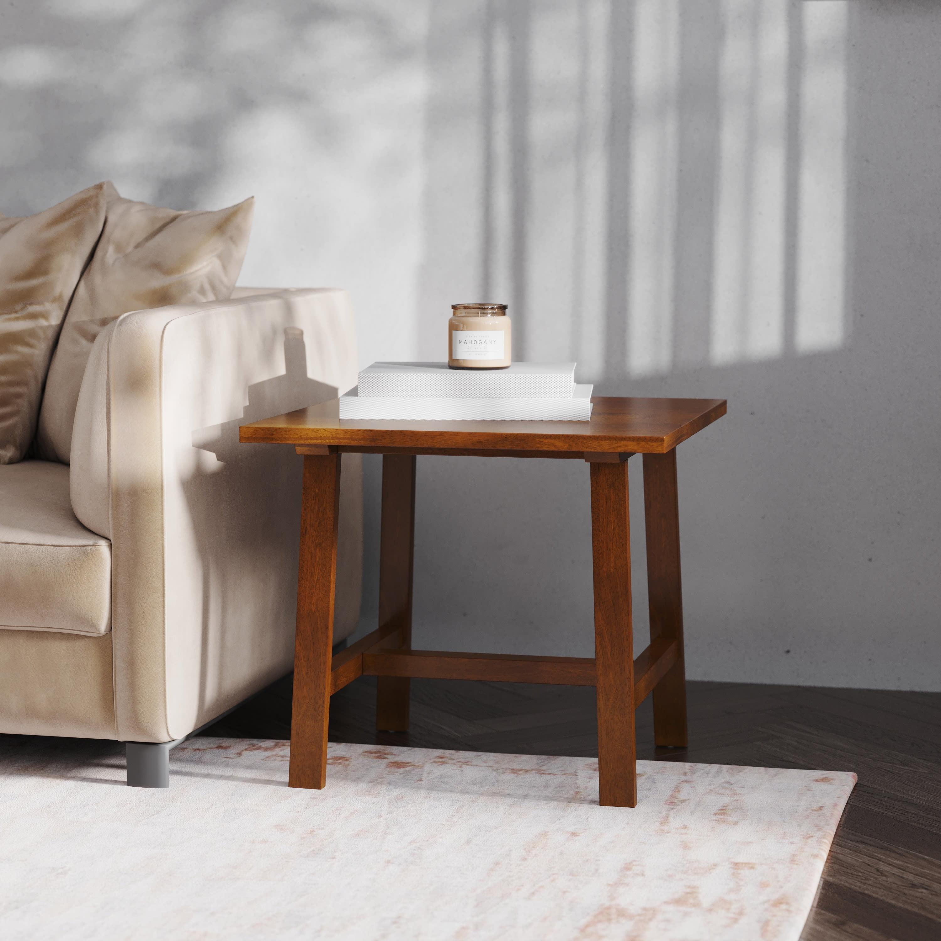 Emma and Oliver Solid Wood Farmhouse Trestle End Table