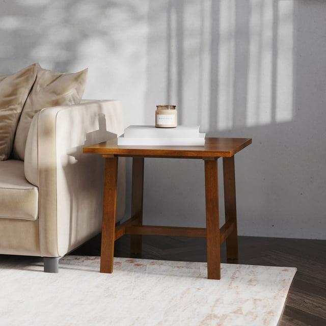 Emma and Oliver Solid Wood Farmhouse Trestle End Table in Walnut