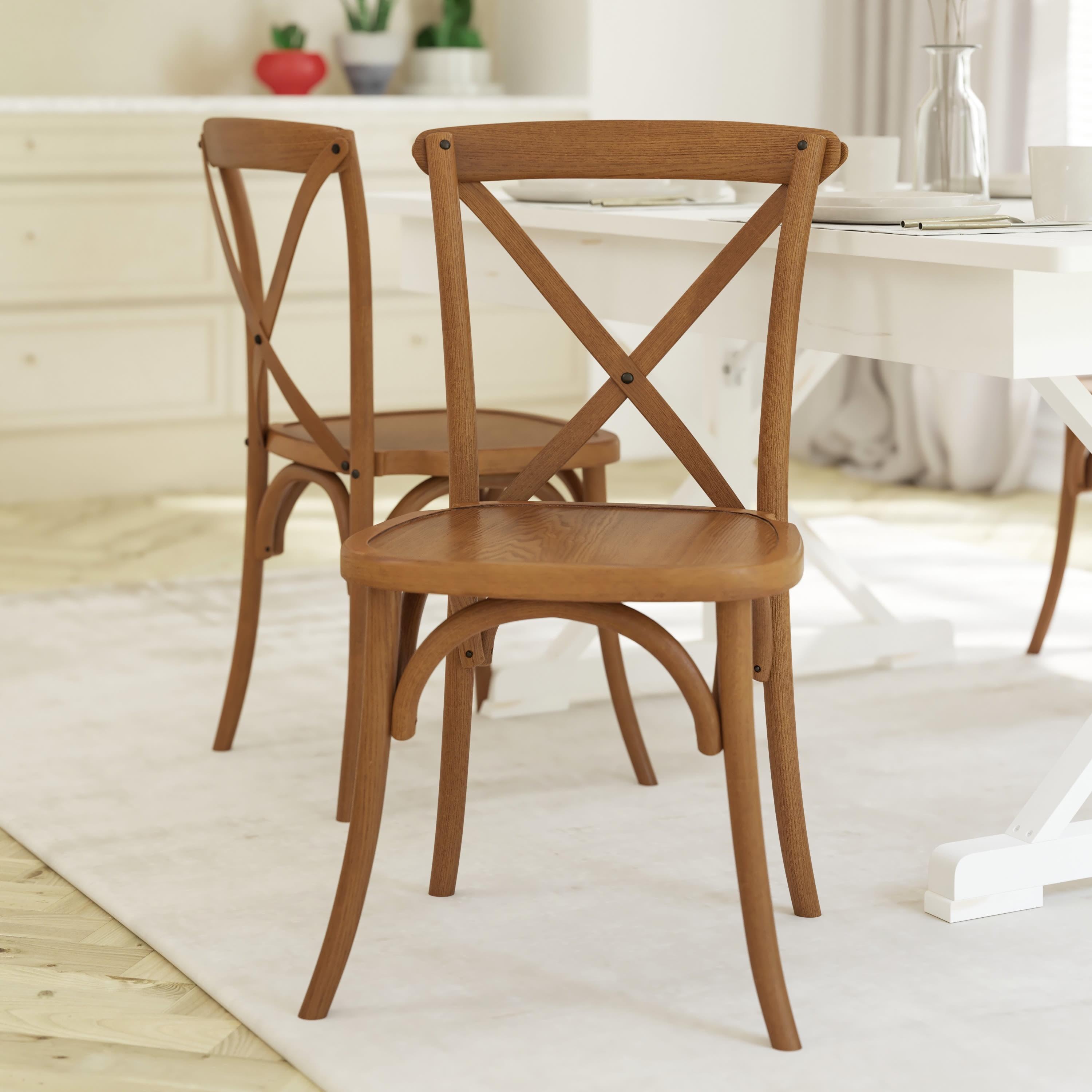 Emma and Oliver Stackable Wood Cross Back Dining Chair