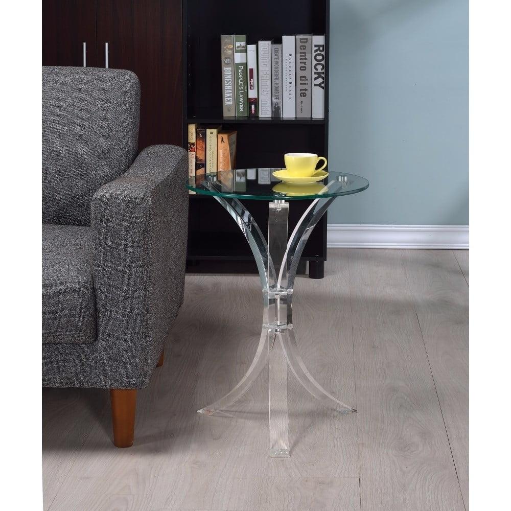 Coaster Contemporary Round Glass Top End Table with Acrylic Base in Clear